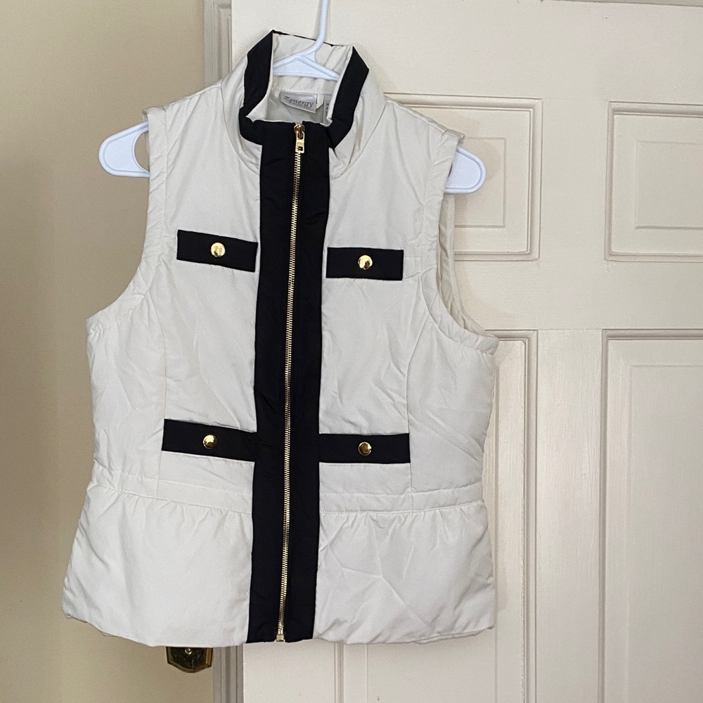 Elegant Women's White and Black Puffer Vest
